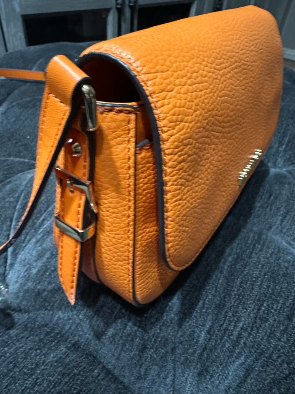Michael Kors Orange Pebbled Leather Crossbody Bag - Picture 9 of 14